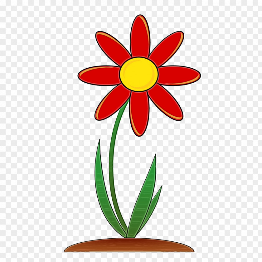 Plant Stem Flowerpot Watercolor Floral Background PNG