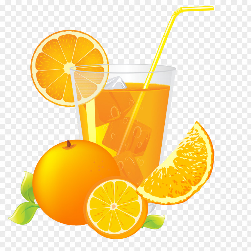 Cartoon Fresh Orange Juice Apple PNG