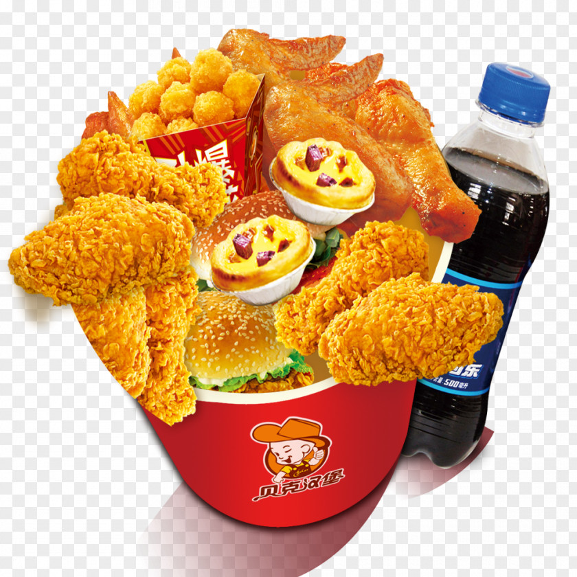 Family Bucket Package French Fries Hamburger Chicken Nugget Buffalo Wing Fried PNG
