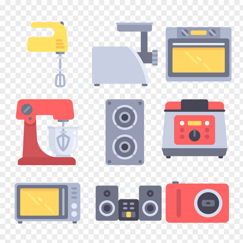 Cartoon Home Furniture Microwave Oven Sound Camera Icon PNG