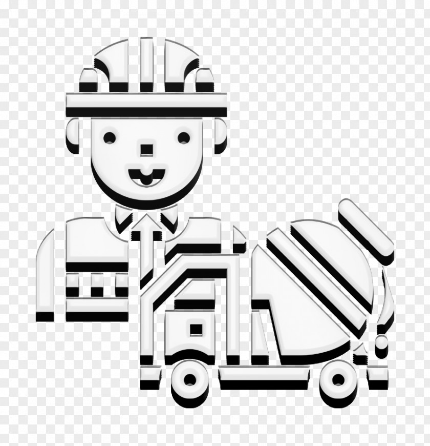 Construction And Tools Icon Concrete Mixer Worker PNG