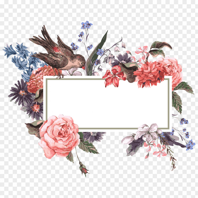 Flowers And Birds Flower Wedding Invitation Stock Photography Illustration PNG