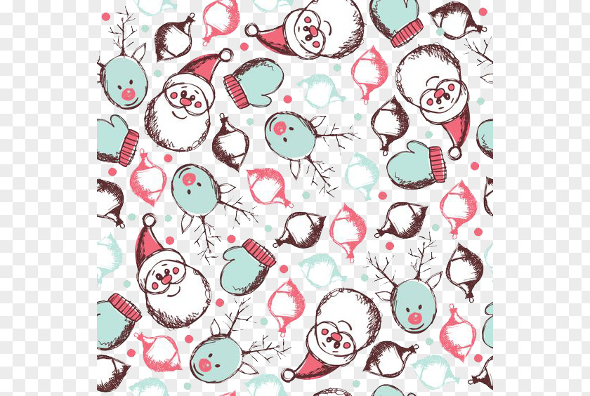 Hand-painted Santa Claus Reindeer Gloves Icon Background Clauss Christmas Paper PNG