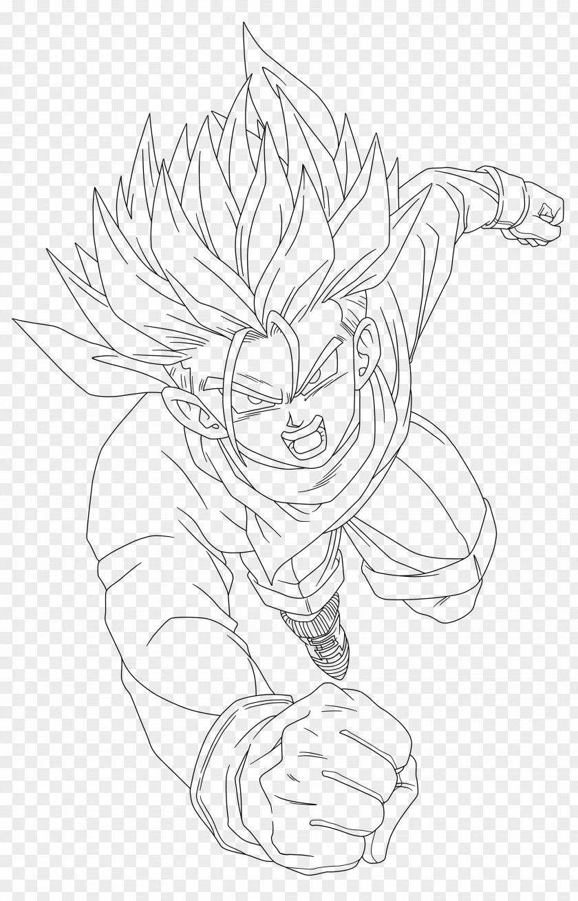 Dragon Ball Z Black And White Trunks Line Art Drawing Sketch PNG