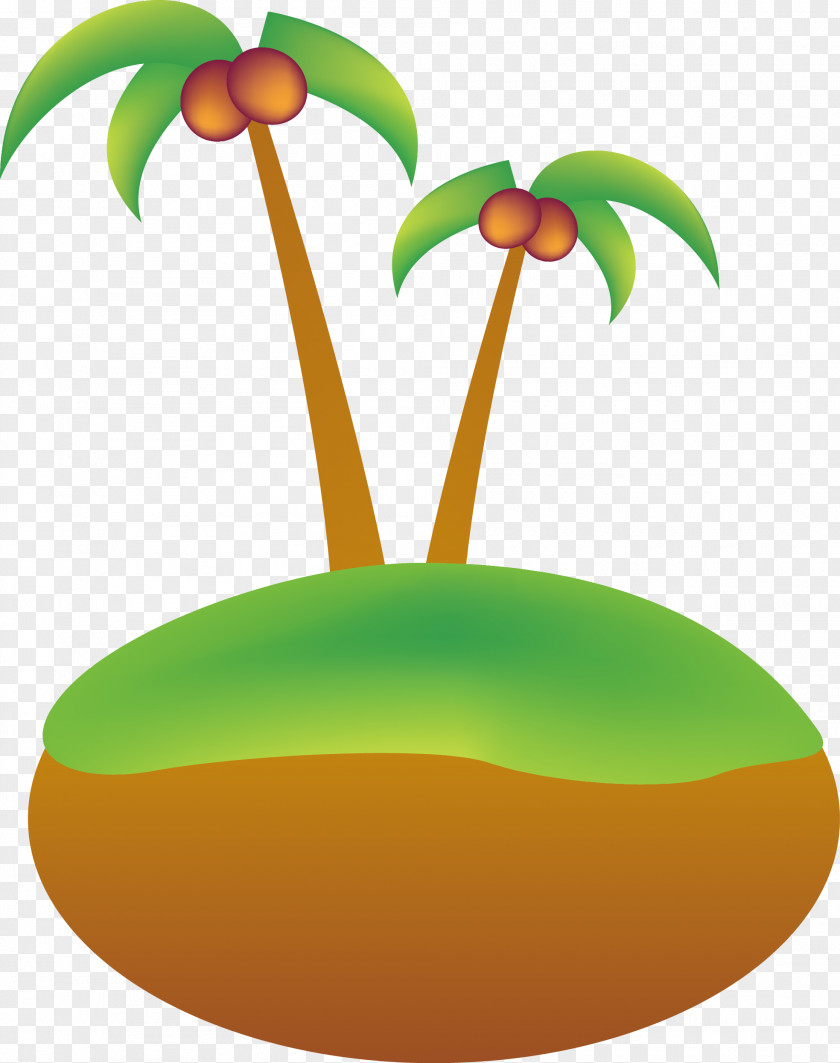 Cartoon Coconut Tree Island Vector Euclidean PNG