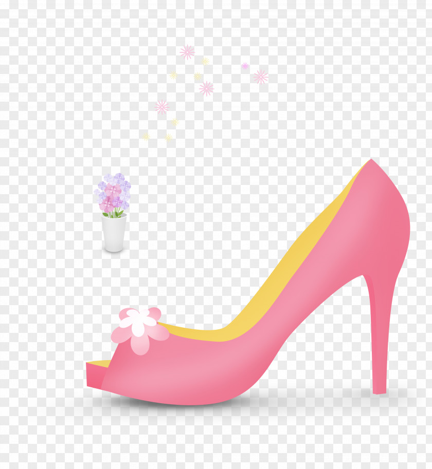 Pink Flower High Heels High-heeled Footwear Shoe PNG