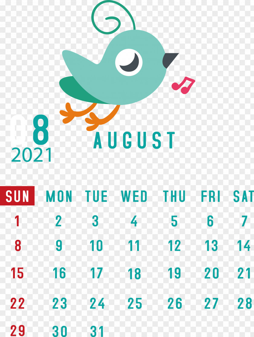 August 2021 Calendar PNG