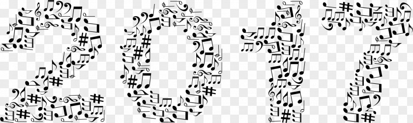 Typography Musical Note Black And White Clip Art PNG