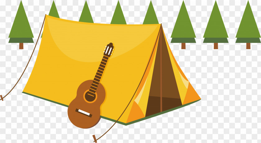 Violin Decoration Vector Material Camping Summer Camp Tent Illustration PNG