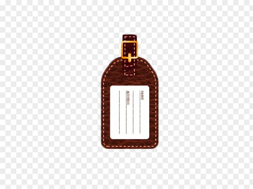 Brown Leather Luggage Tag Suitcase Baggage Bag PNG