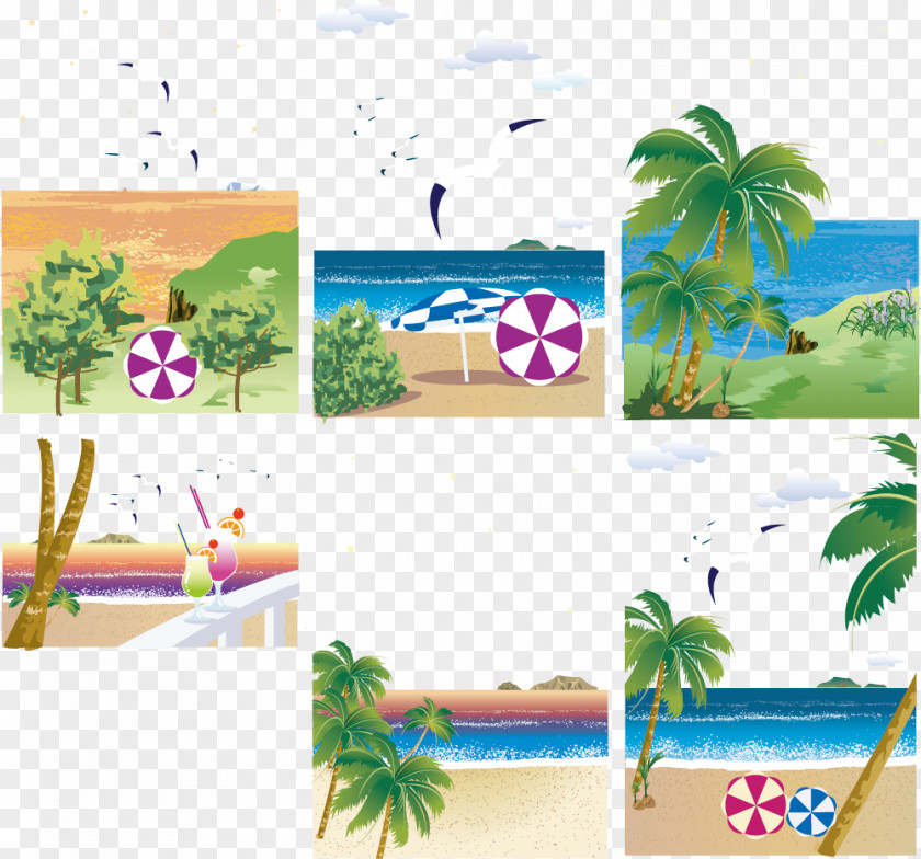 Vector Beach Poster Illustration PNG
