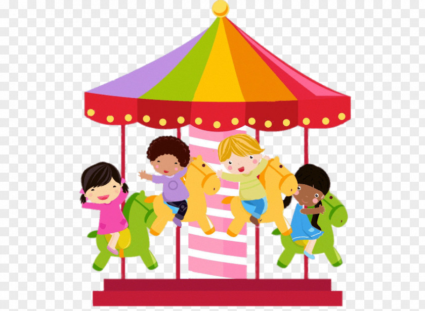 Playground Merry Go Round Flying Horse Carousel Clip Art Image PNG