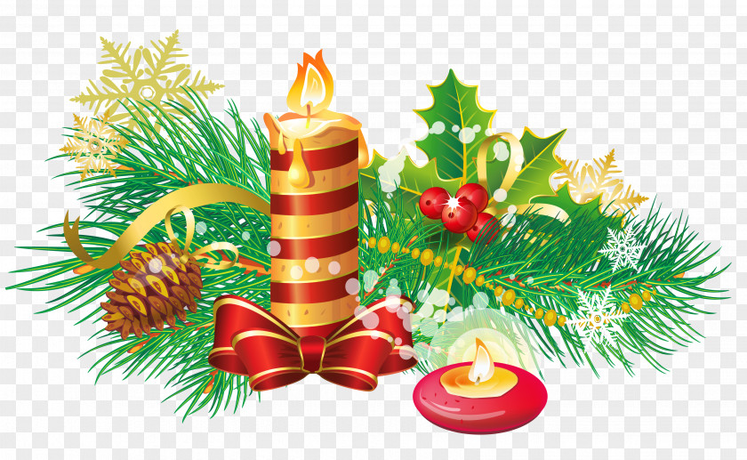 Transparent Christmas Candle Clipart Decoration Clip Art PNG