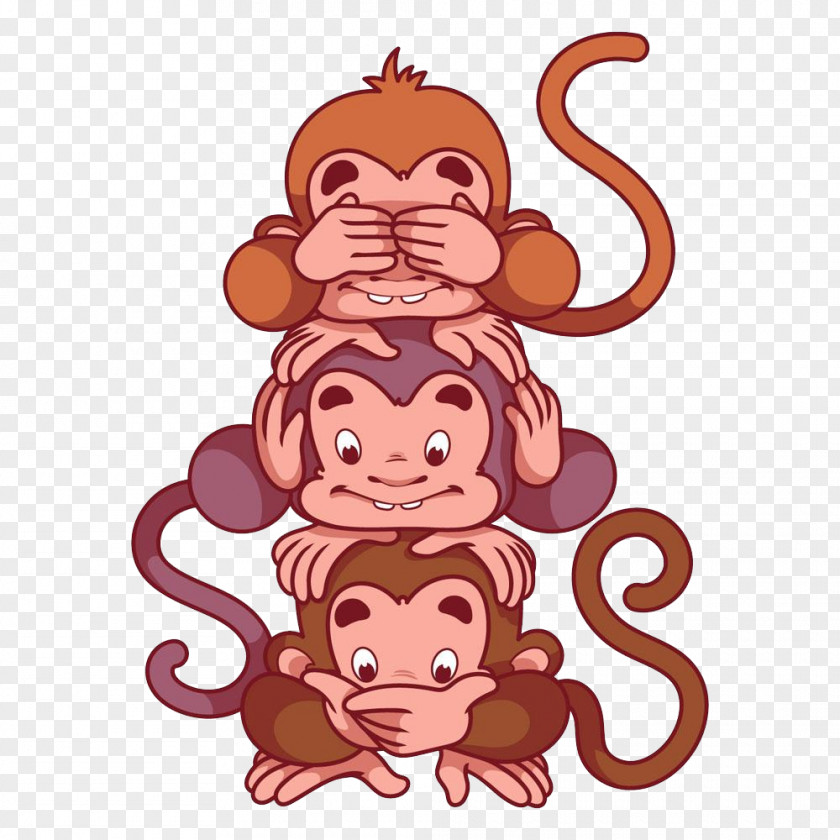 Cute Crowd Cartoon Monkey Three Wise Monkeys Illustration PNG