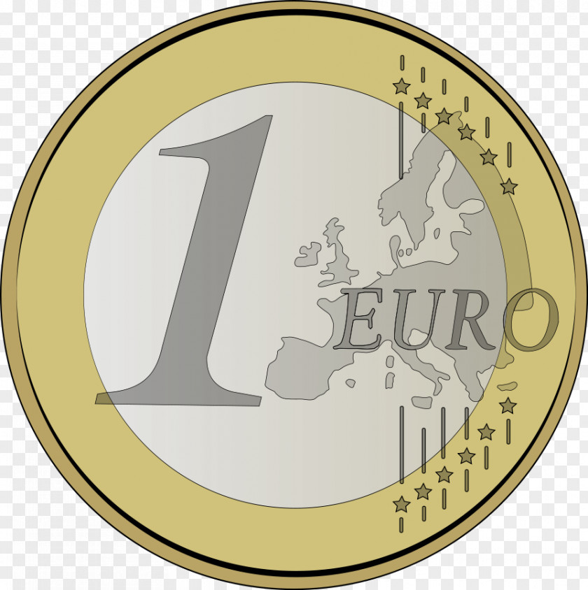 Euro 1 Coin Sign Coins Clip Art PNG