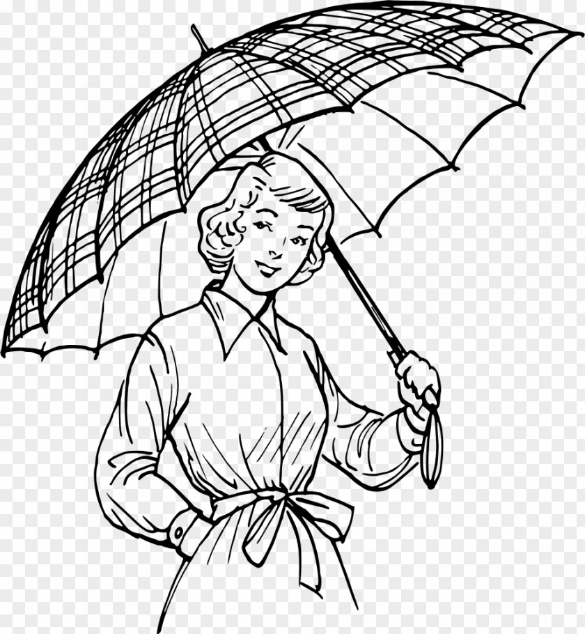 Umbrella Line Art Drawing Black And White Clip PNG
