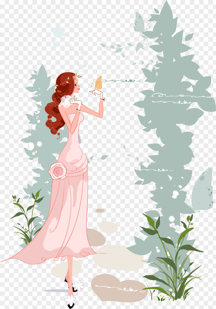 Vector Hand-painted Bride Marriage Illustration PNG