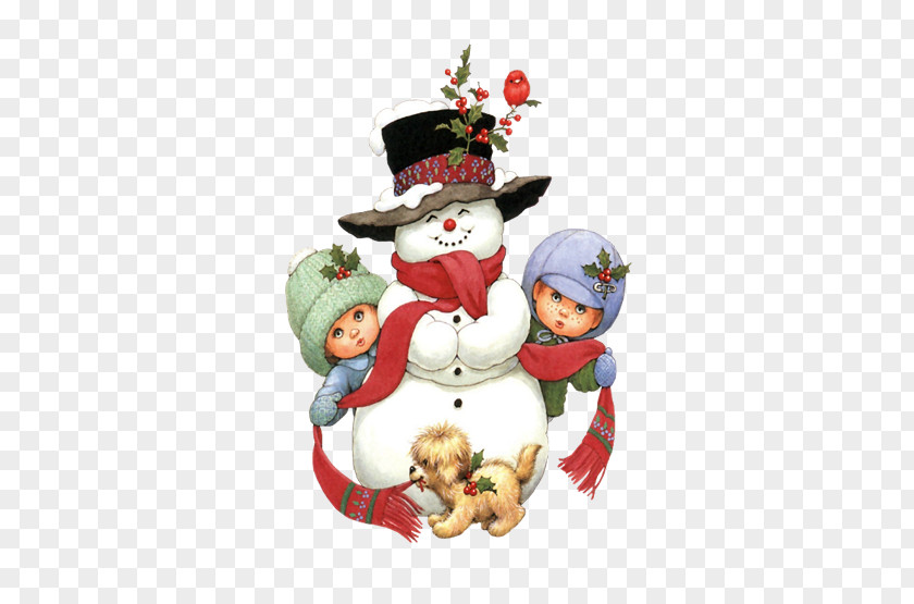 Cartoon Christmas Snowman Santa Claus Puppy Clip Art PNG