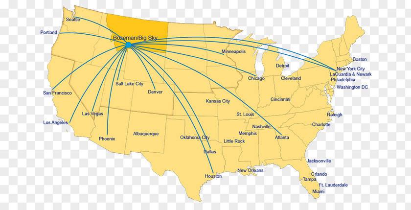 BZN Direct Flight O'Hare International AirportFlying Phoenix Big Sky Resort Bozeman Yellowstone Airport PNG