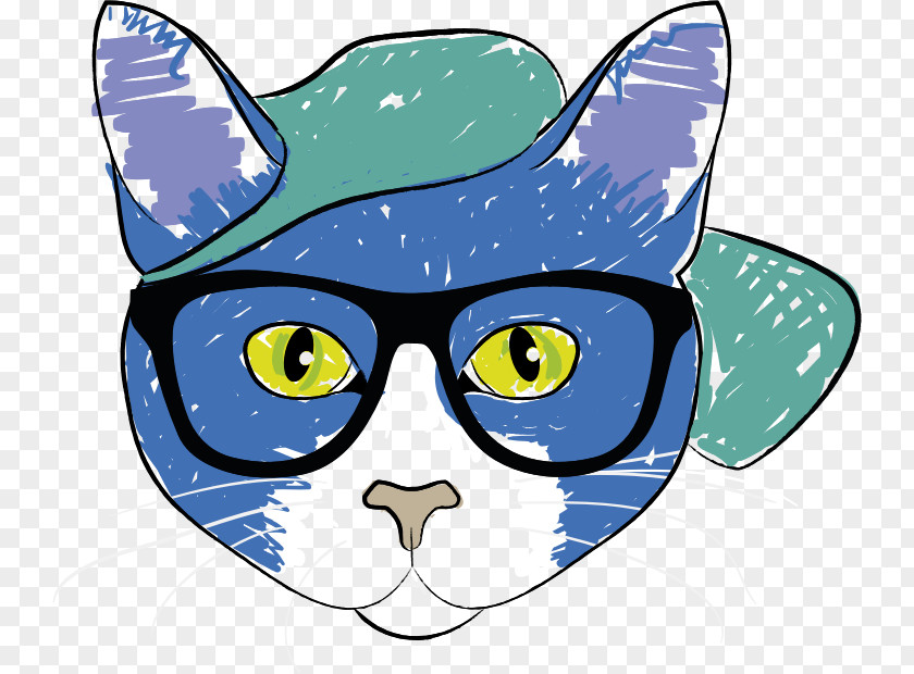 Digital Cat T-shirt Felidae Kitten Glasses PNG