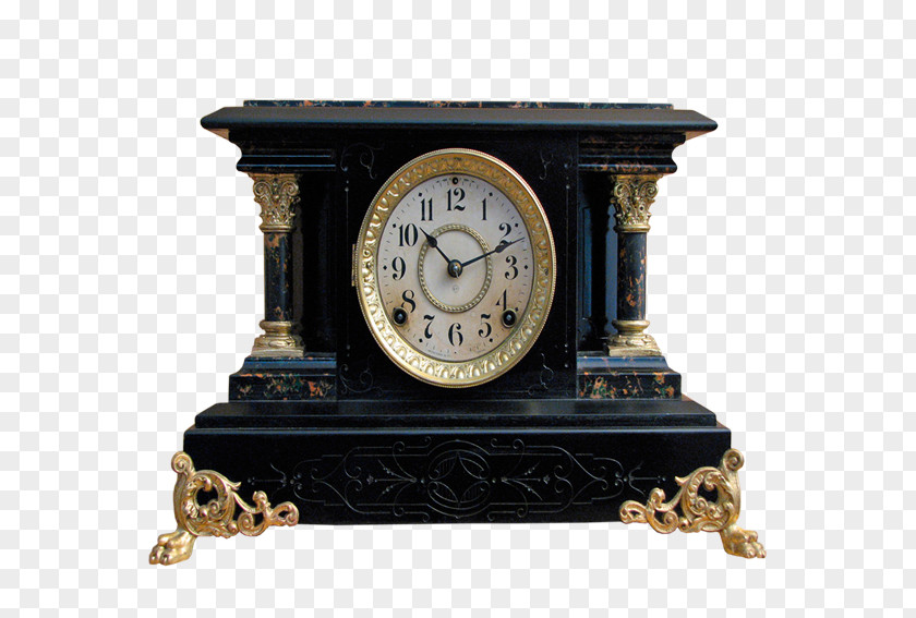Classic Black Alarm Clock Table Mantel Antique PNG