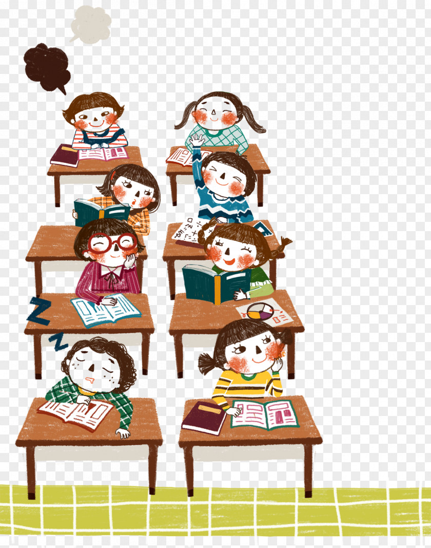 Cartoon Kids In Class Student Learning Education Desire Lesson PNG