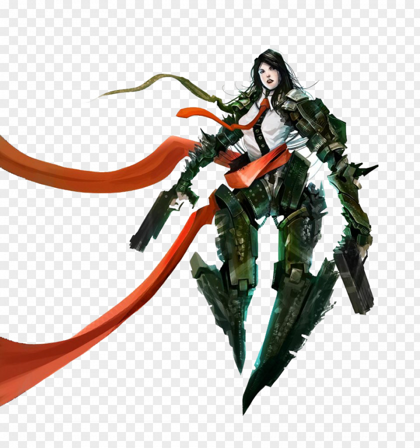 Simple Mechanical Beauty Warrior Character Illustration PNG