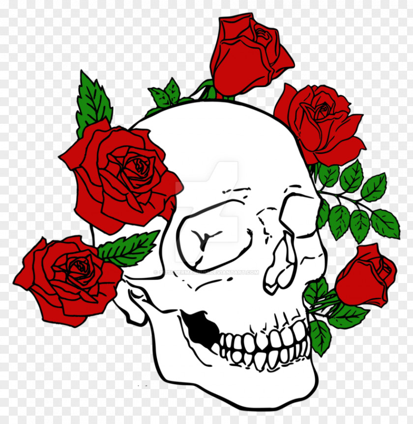 Skulls Rose Flower Human Skull Symbolism Tattoo PNG