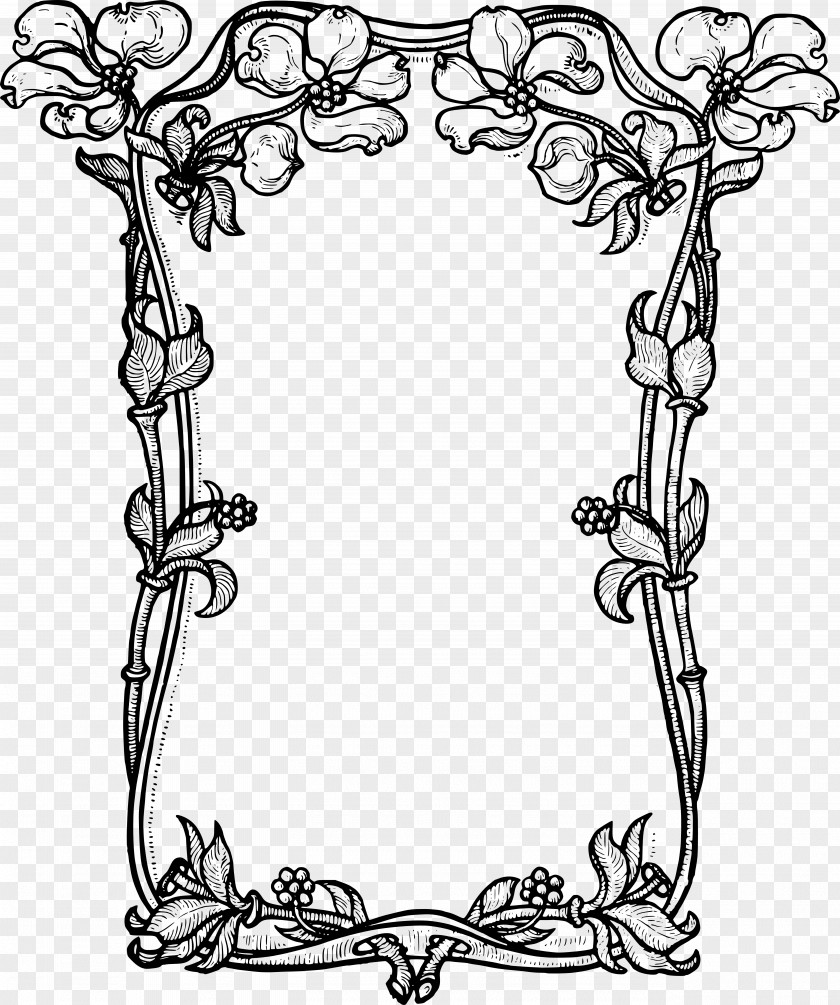 Vector Borders Picture Frames Flower Black And White Clip Art PNG