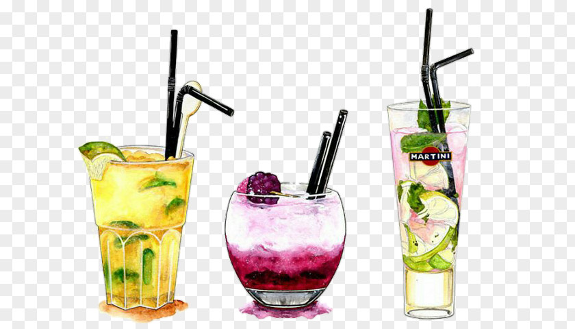 Cocktail Watercolor Painting Illustration Drawing Alcoholic Drink PNG