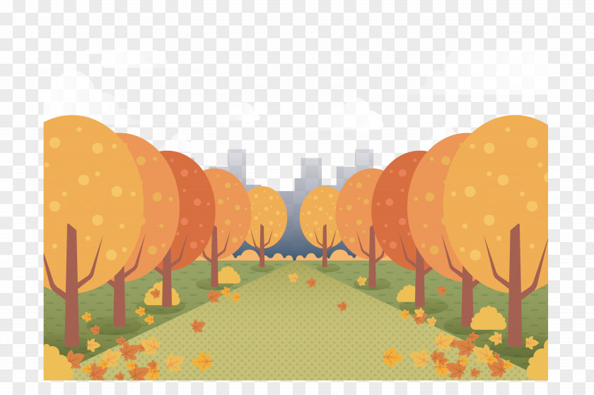 Leaves On Both Sides Of Autumn Download Illustration PNG