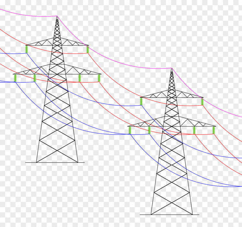 Overhead Power Line Drawing Electricity Transmission Tower PNG
