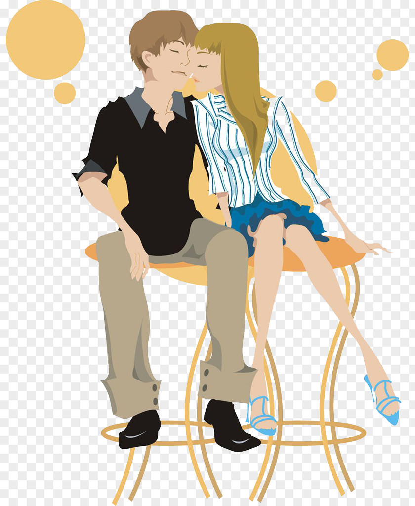 The Kiss On Chair Of Men And Women Clip Art PNG