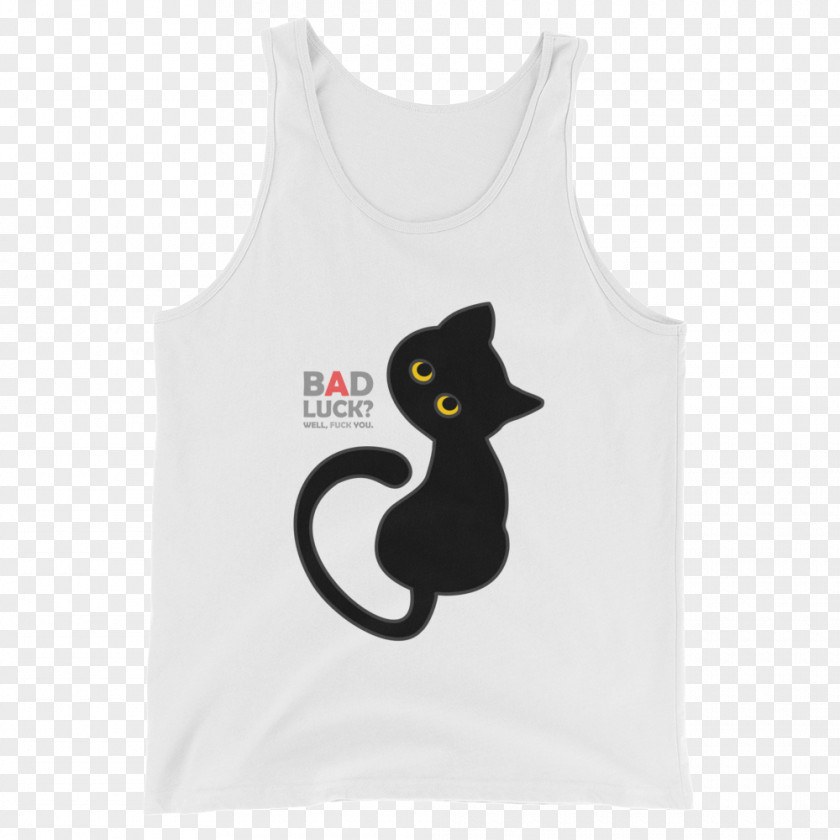 White Tank Top Printed T-shirt Black Cat PNG