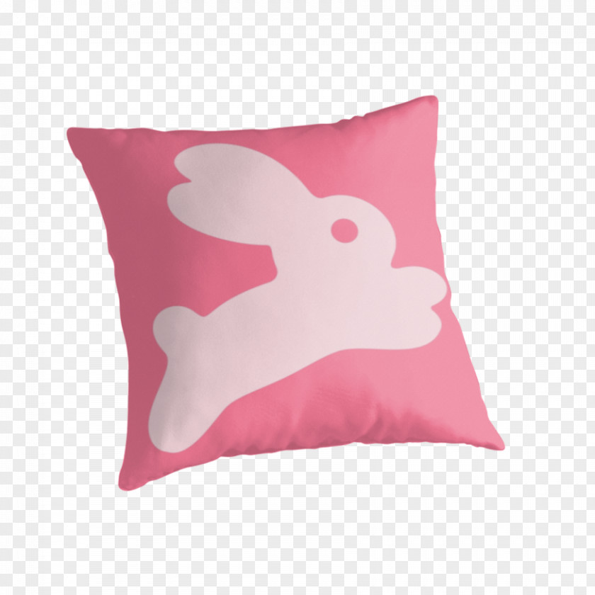 Jumping Bunny Throw Pillows Cushion Pink M RTV PNG