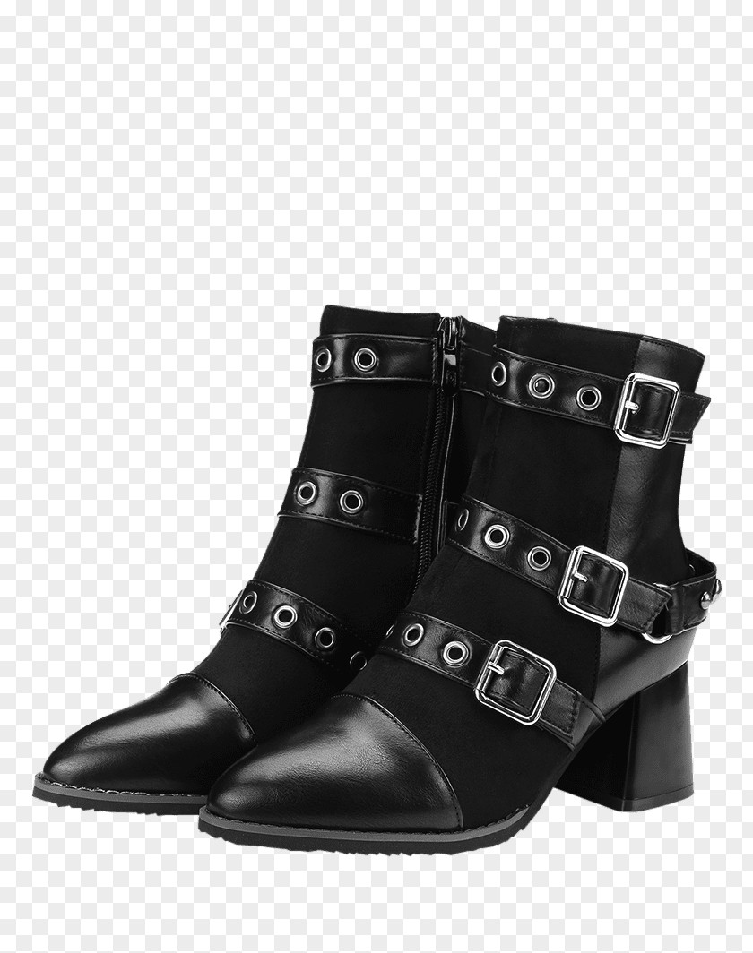 Chunky Lashes Motorcycle Boot High-heeled Shoe Buckle PNG