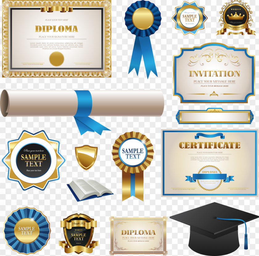 Vector Medal Certificate Design Academic Diploma Graduation Ceremony PNG