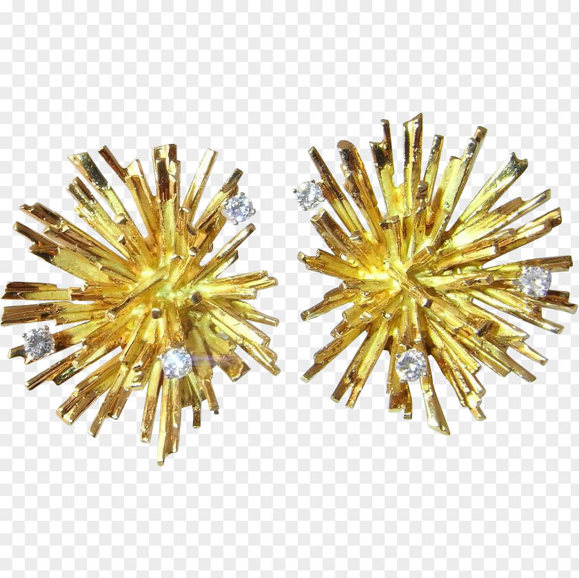 Vintage Gold Earring 1950s Jewellery Diamond PNG