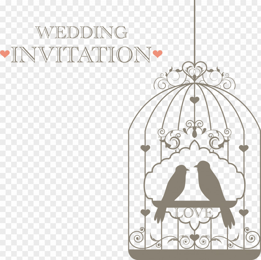 Wedding Invitations Decorative Birds Fly FIG Double Lovebird Invitation Birdcage PNG