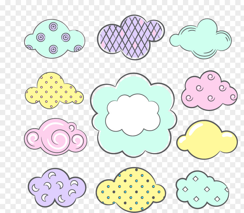 Retro Colored Clouds Cloud Euclidean Vector Drawing PNG