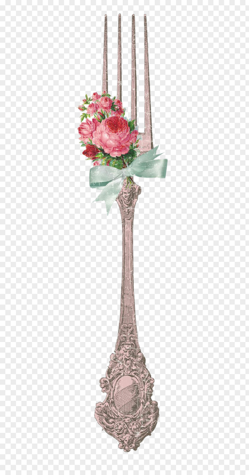 Flower Decoration Fork Paper Painting Printing PNG