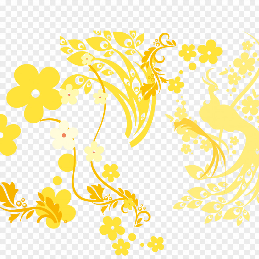 Yellow Floral Design Pattern Vector Graphics PNG
