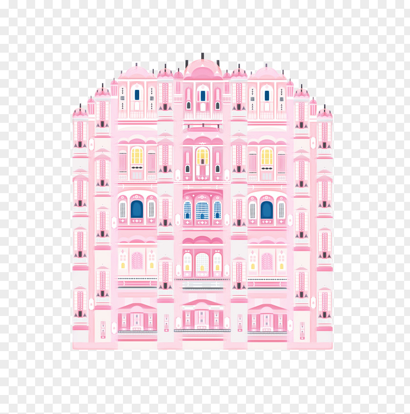 Symmetry Building Pink White Line Architecture Facade PNG