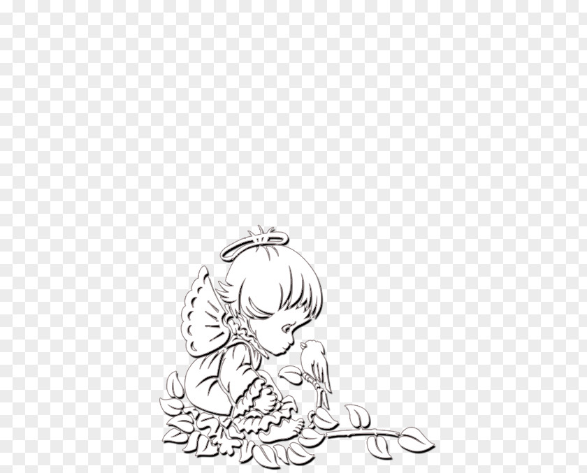 Angel Baby Drawing Line Art Monochrome PNG