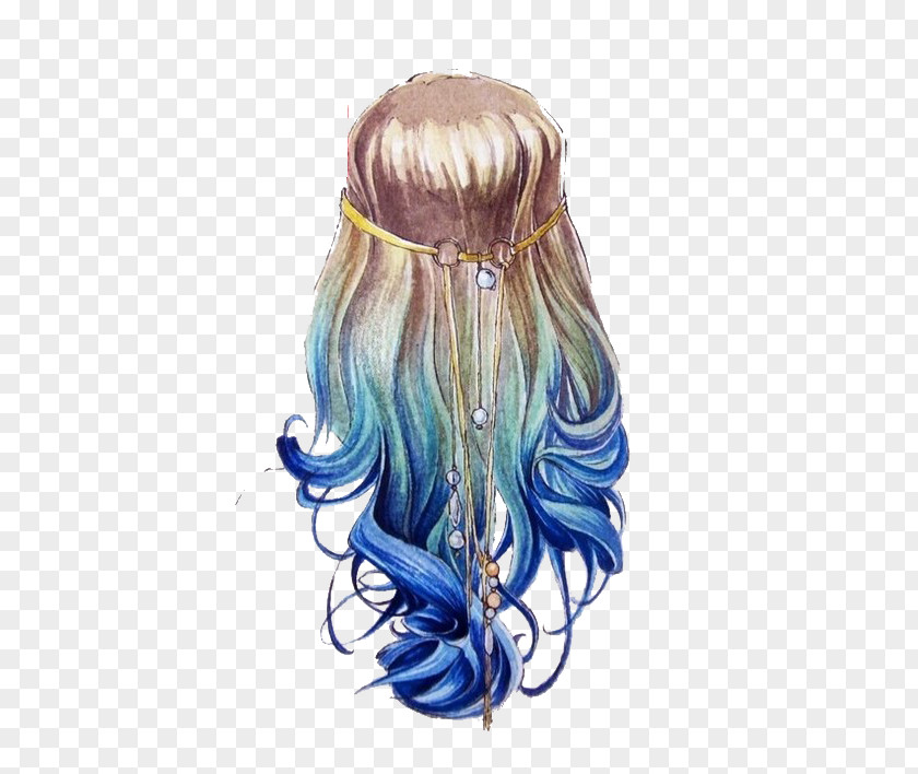 Beautiful Creative Hairstyle Long Hair Drawing Illustration PNG