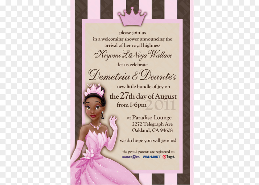 Disney Princess Tiana Wedding Invitation Birthday PNG