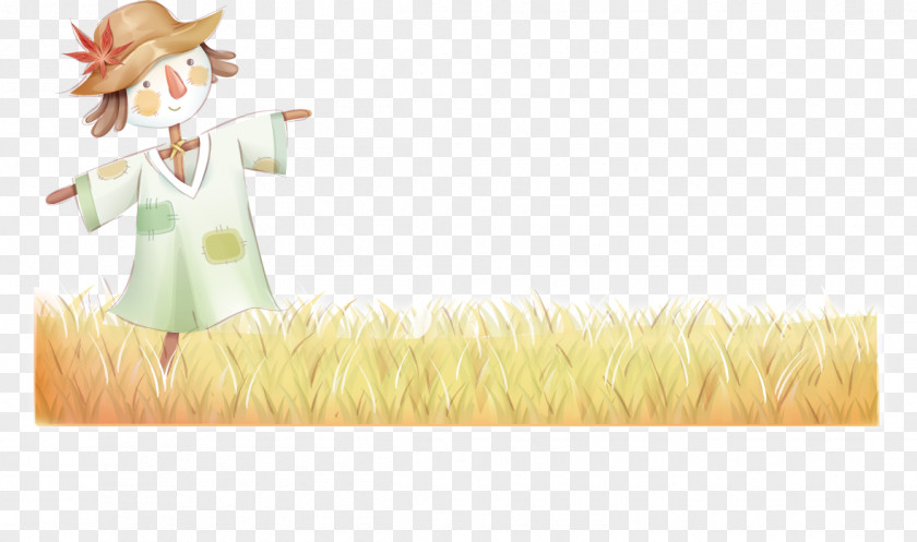 Cartoon Scarecrow Wheat Field Illustration PNG