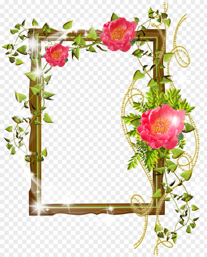 Flowers Green Leaf Frame Picture Clip Art PNG
