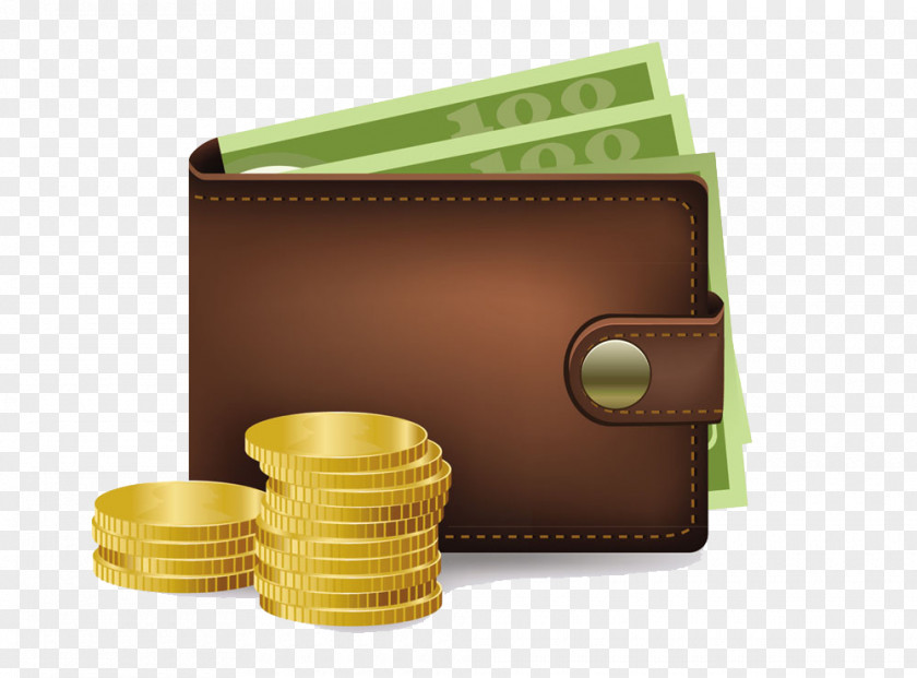 Gold And The Dollar Wallet Leather PNG