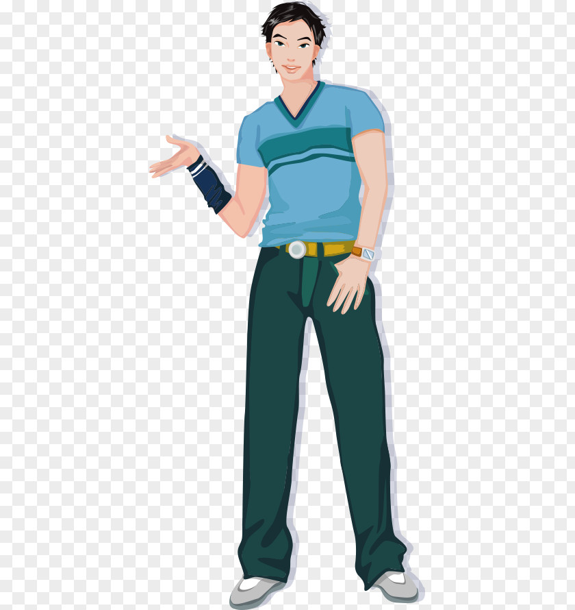Hand-painted Cartoon Man With Short Hair Sportswear PNG